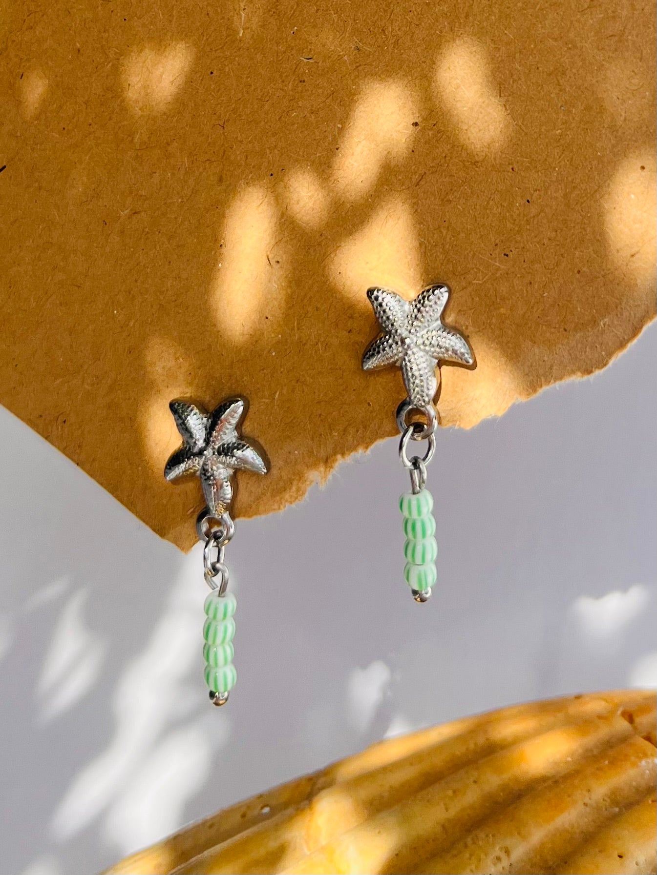 Ohrring Edelstahl silver "STRIPED STARFISH“