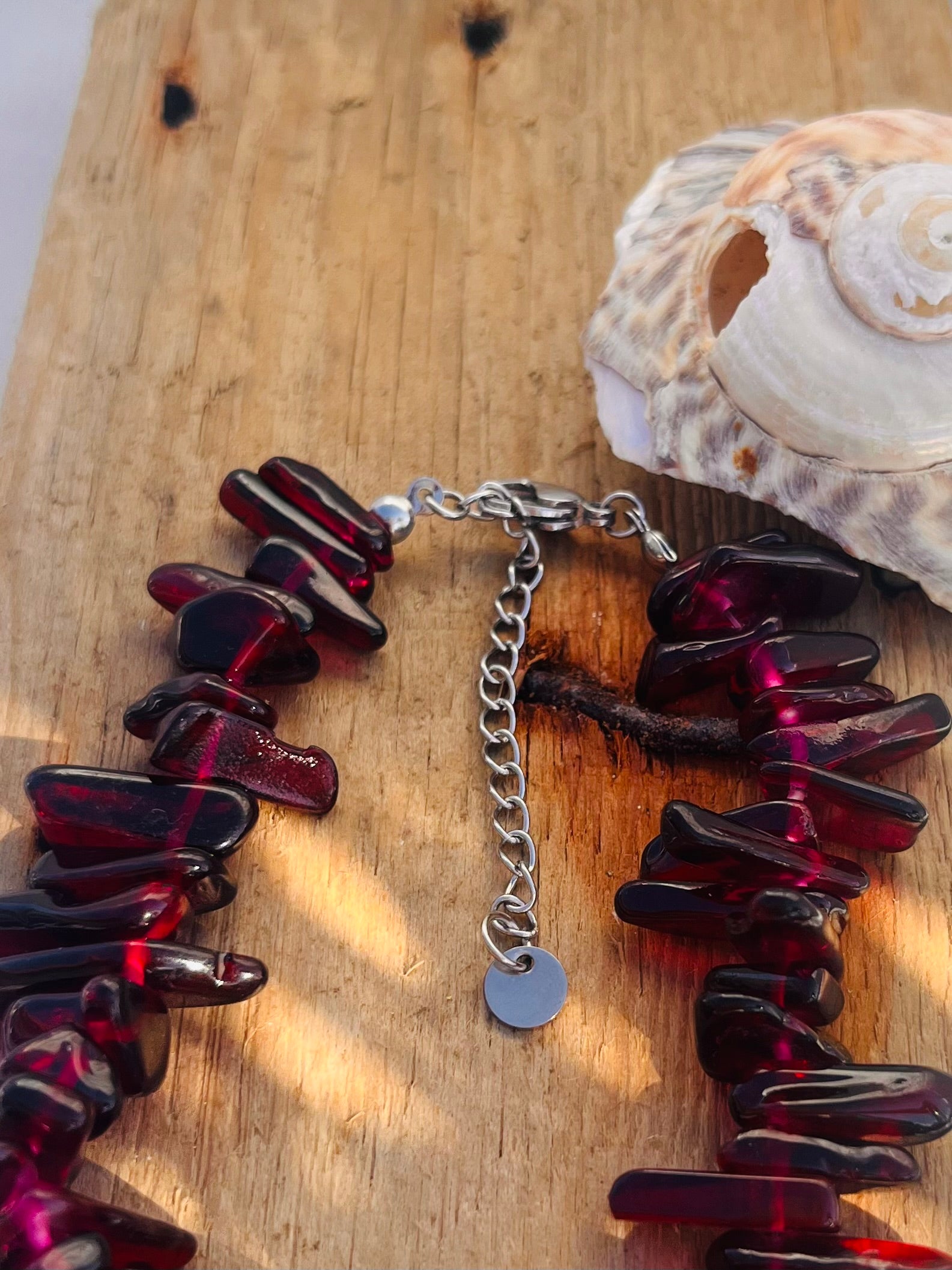 Necklace Crystal silver „RED SUNSET"