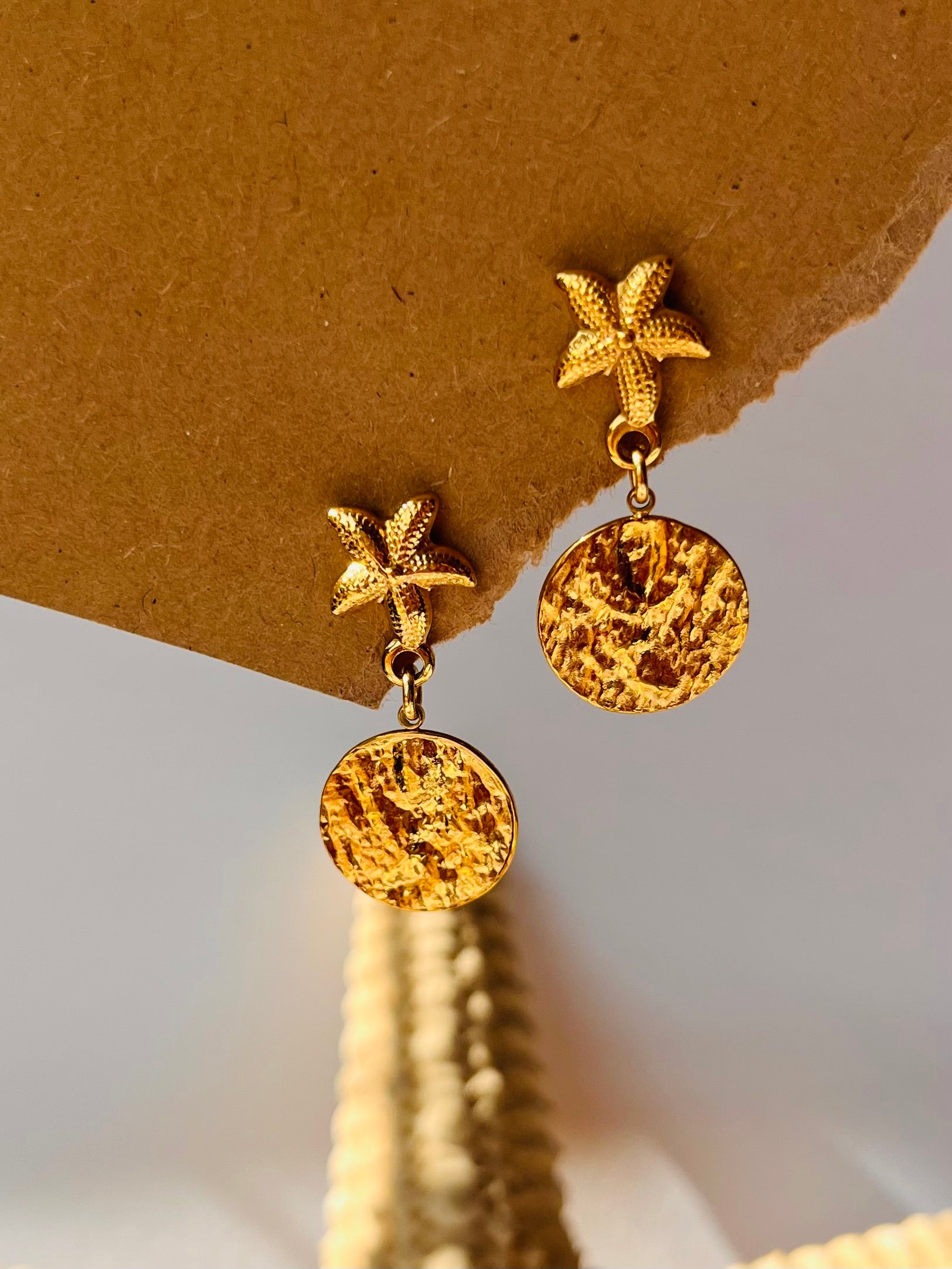 Ohrring Edelstahl gold "STARFISH COIN“