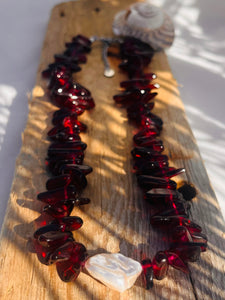 Necklace Crystal silver „RED SUNSET"