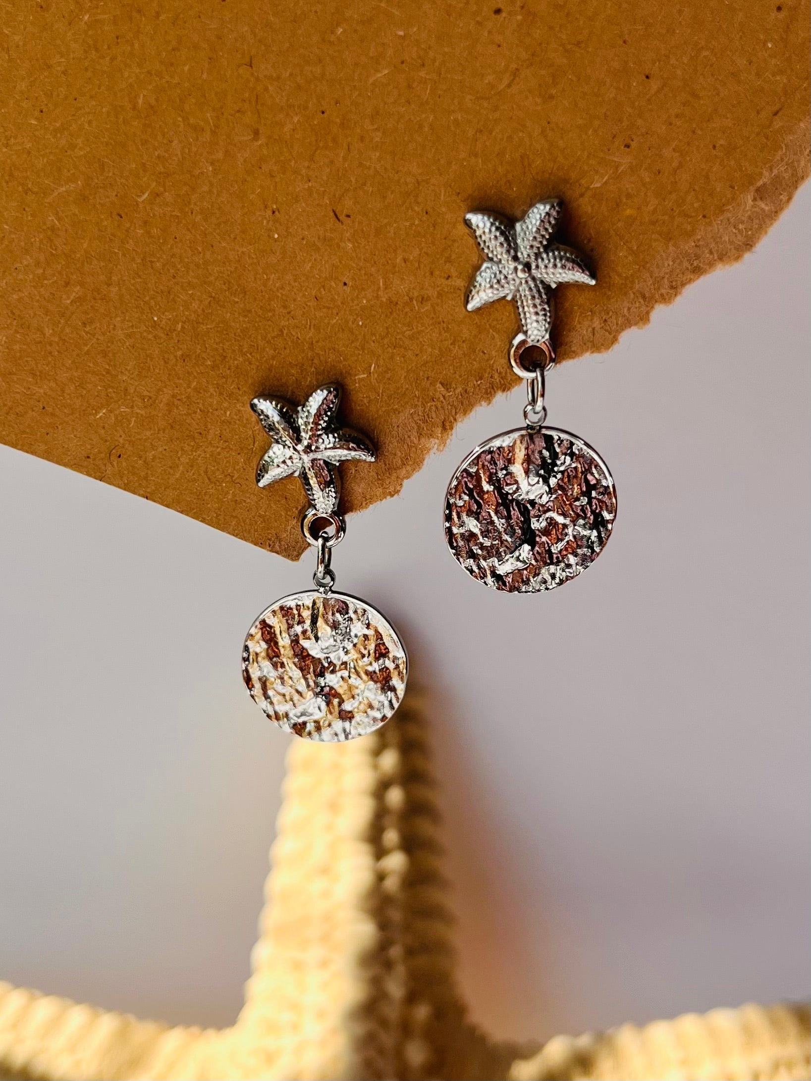 Ohrring Edelstahl silver "STARFISH COIN“