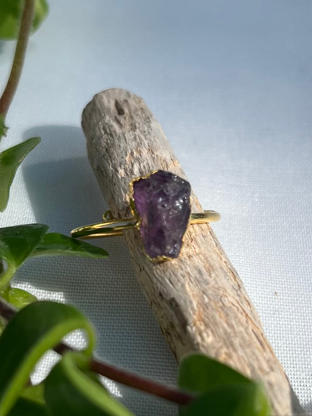 Edelstein-Ring 925er Silber vergoldet "AMETHYST"