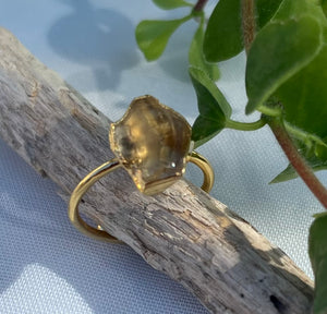 Edelstein-Ring 925er Silber vergoldet "CITRIN"