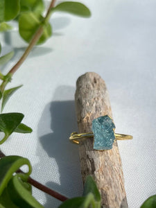 Edelstein-Ring 925er Silber vergoldet "AQUAMARIN"