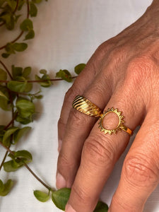 Edelstahl Ring vergoldet "SUN"