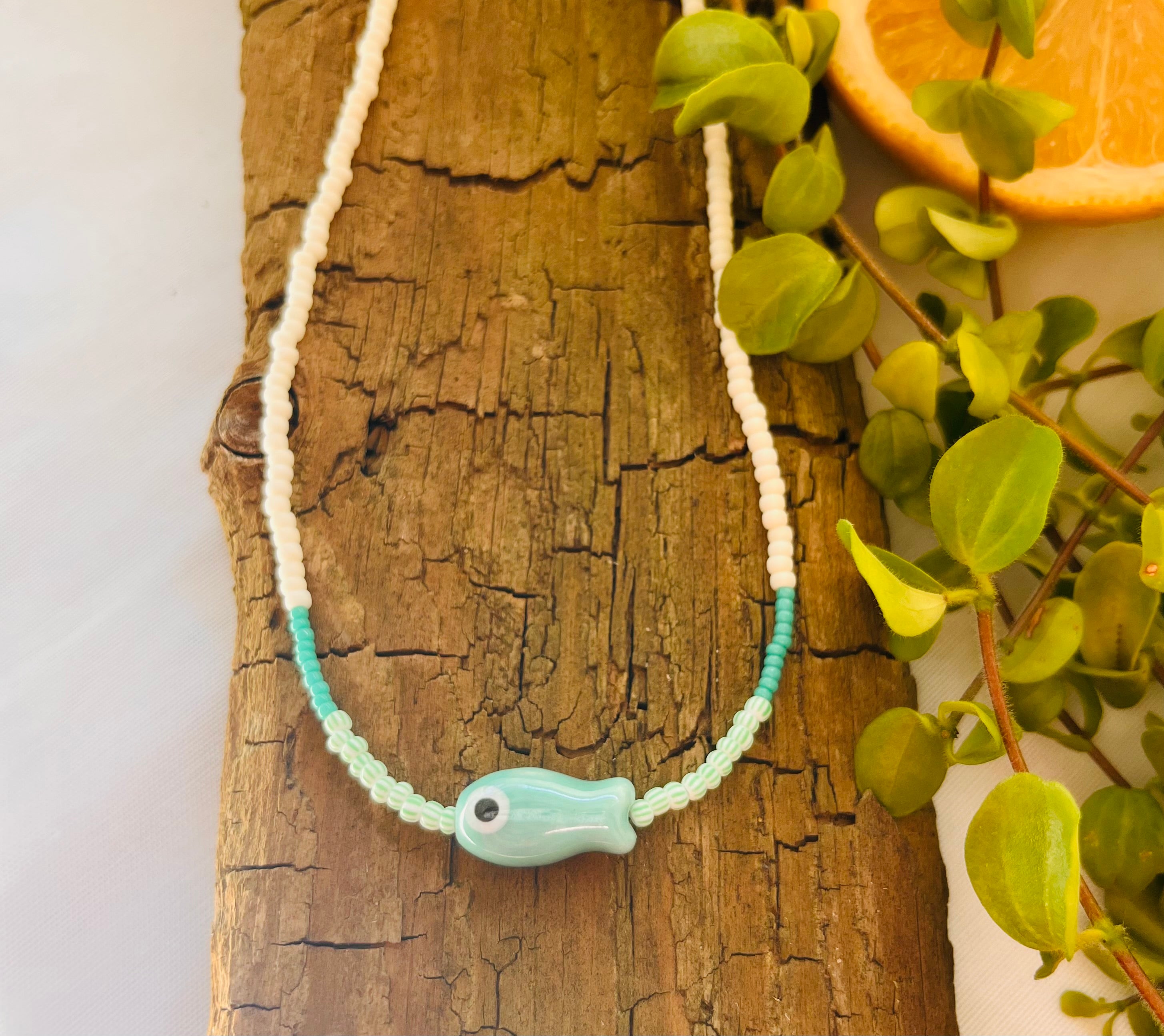 Necklace „GREEN FISH"