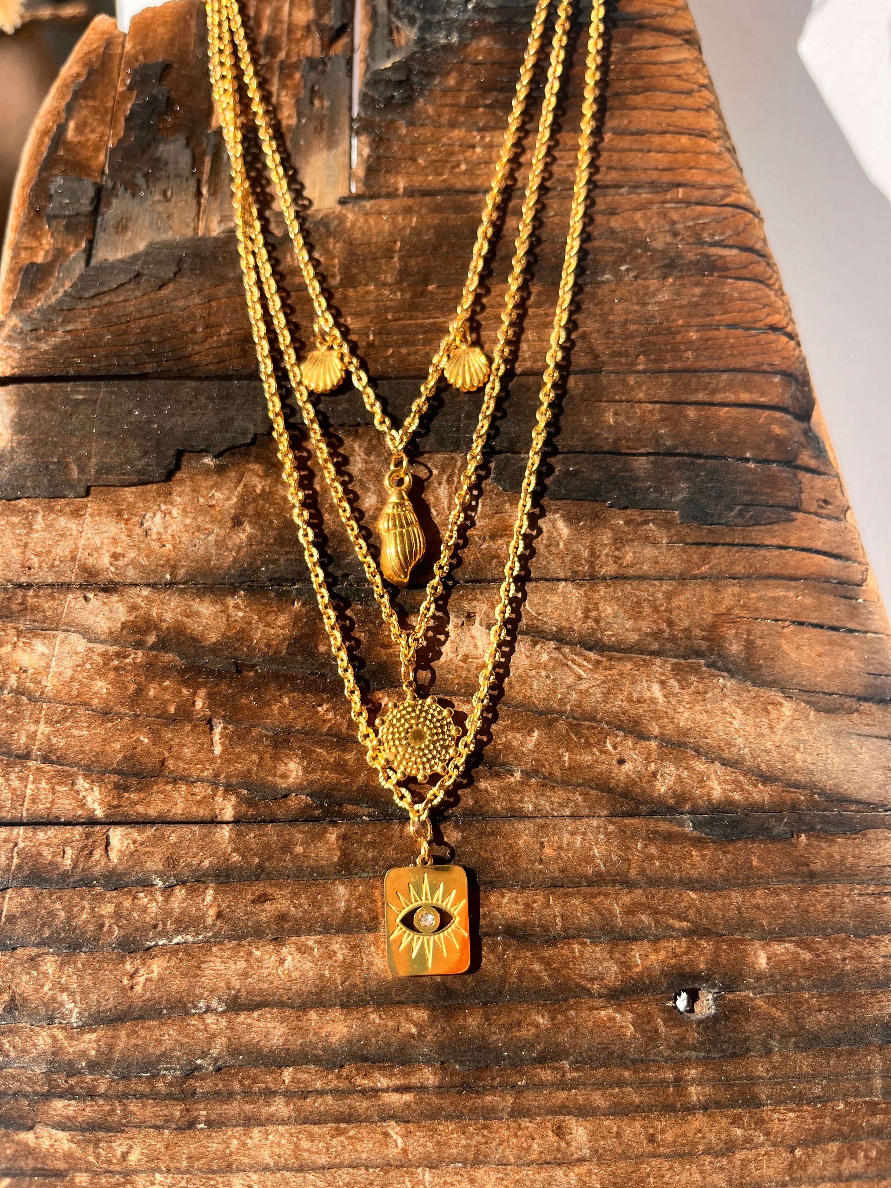 Necklace Layering Edelstahl Gliederkette gold "EYE"
