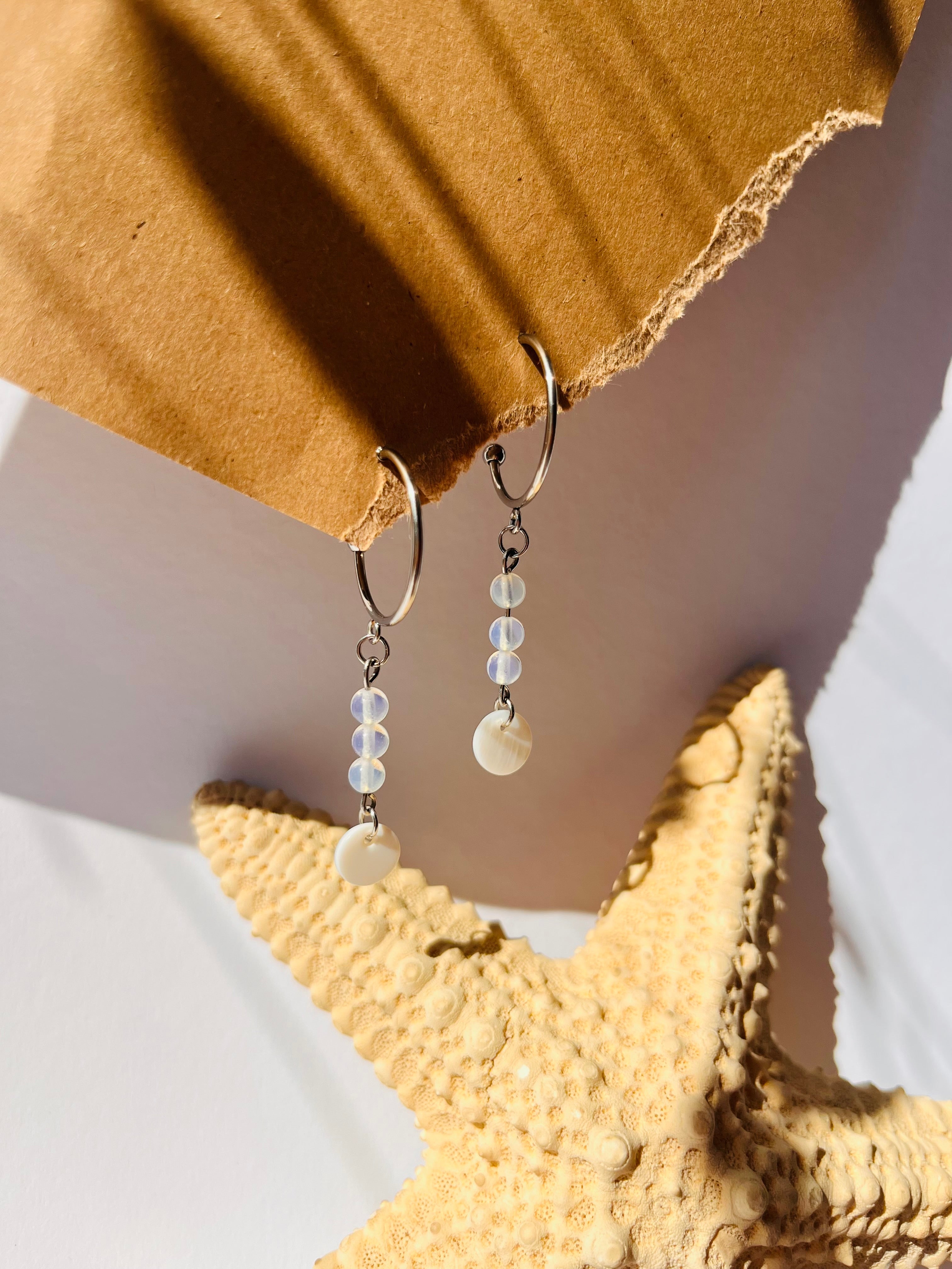 Creole Edelstahl silver "OPAL"