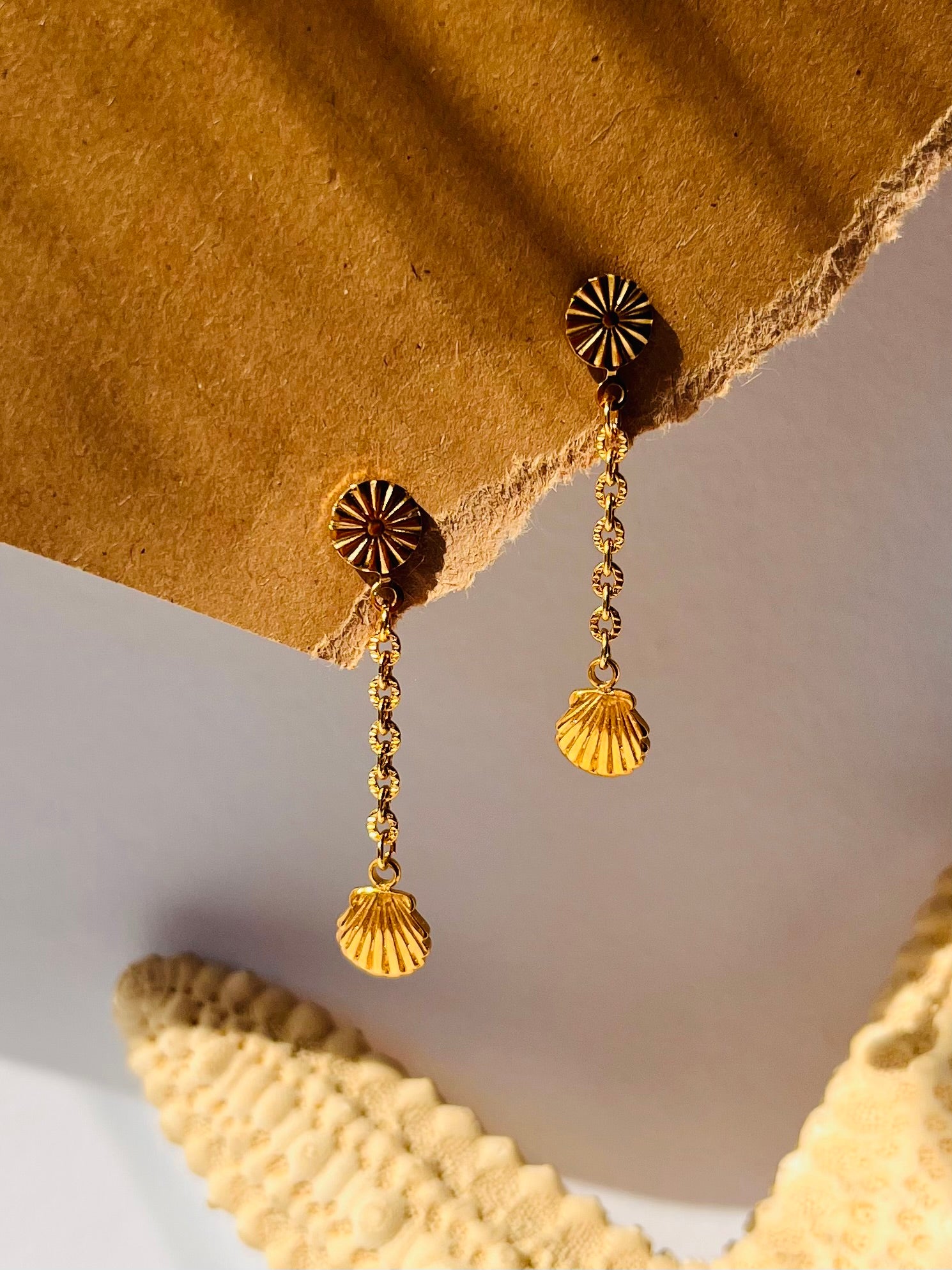 Ohrring Edelstahl gold "SUNNY SHELL"