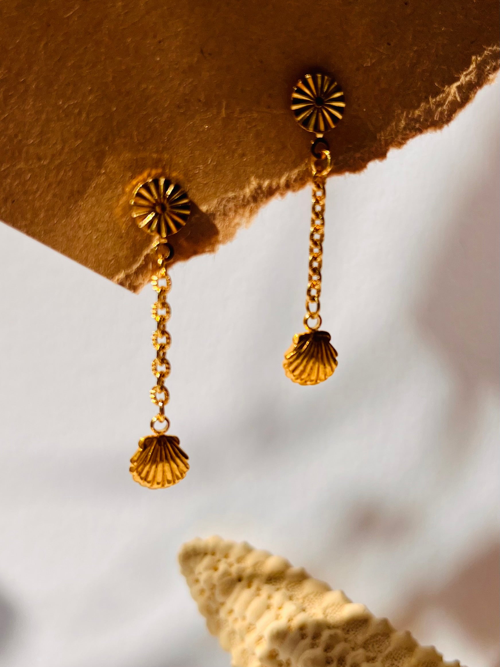 Ohrring Edelstahl gold "SUNNY SHELL"