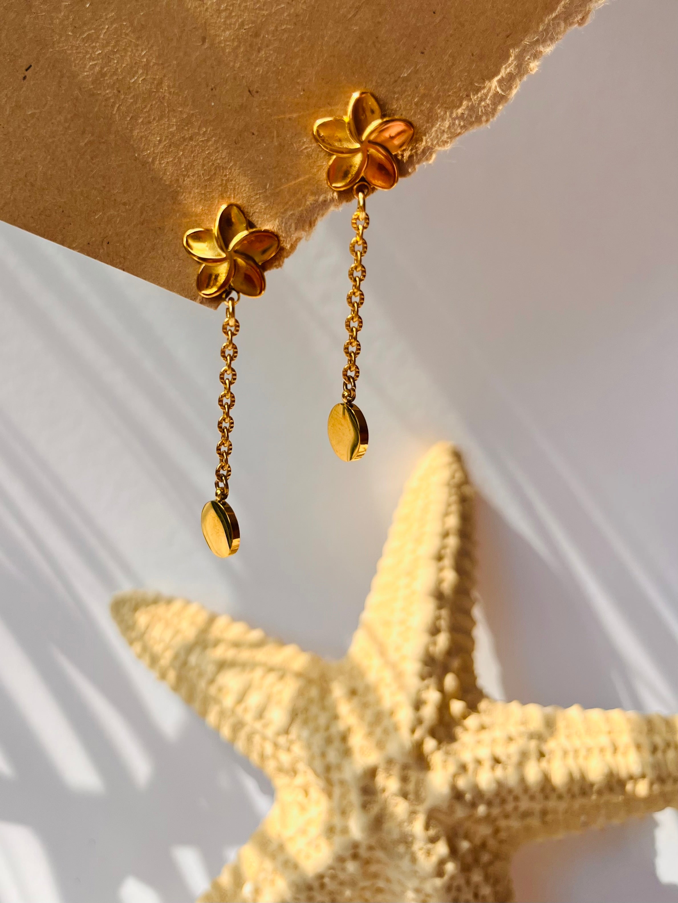 Ohrring Edelstahl gold "MOON FLOWER"