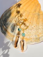 Lade das Bild in den Galerie-Viewer, Creole Edelstahl gold &quot;TORQUISE KAURI&quot;
