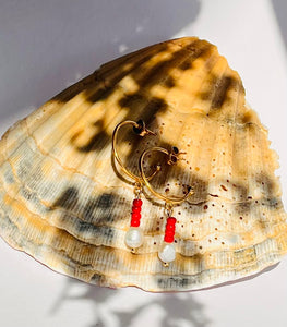 Creole Edelstahl gold "RED PEARLY"