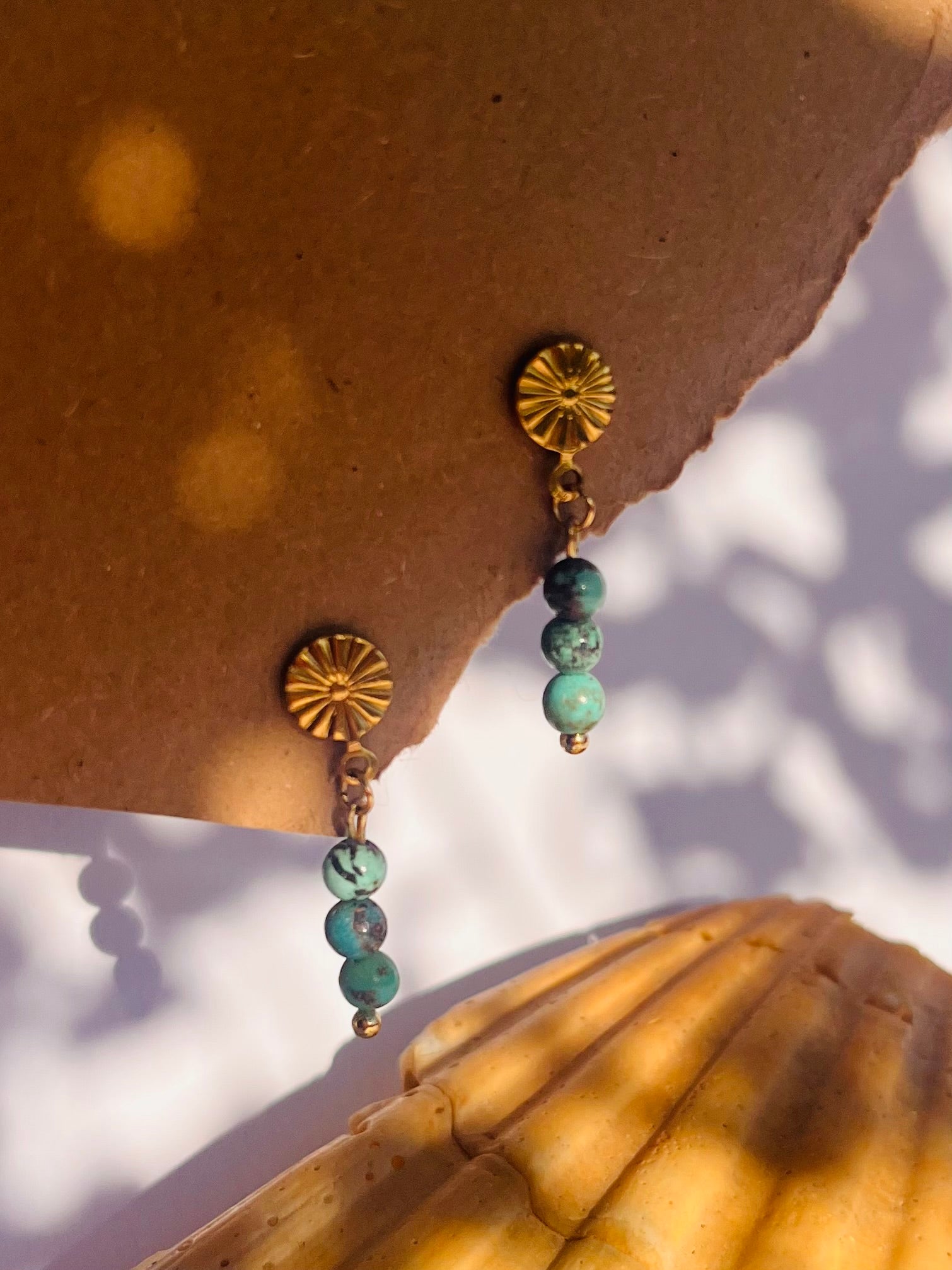 Ohrring Edelstahl gold "TÜRKIS"