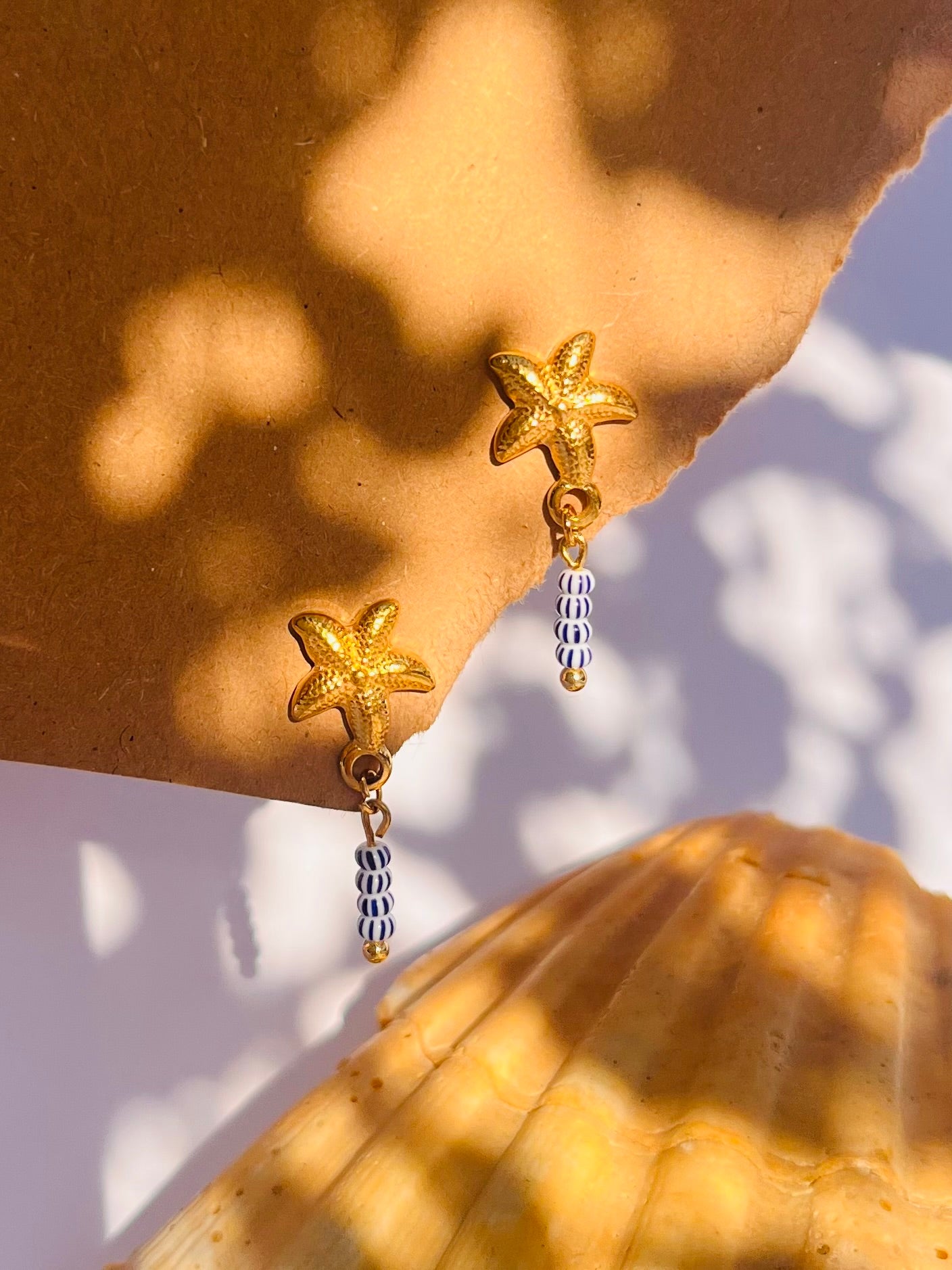 Ohrring Edelstahl gold "STRIPED STARFISH“